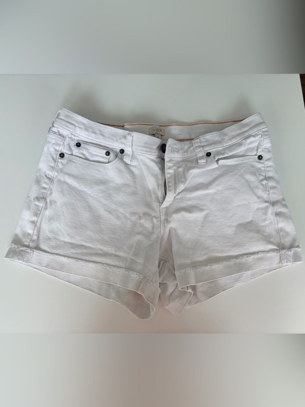 J. Crew White Women's Denim Shorts - Classic Rolled Hem